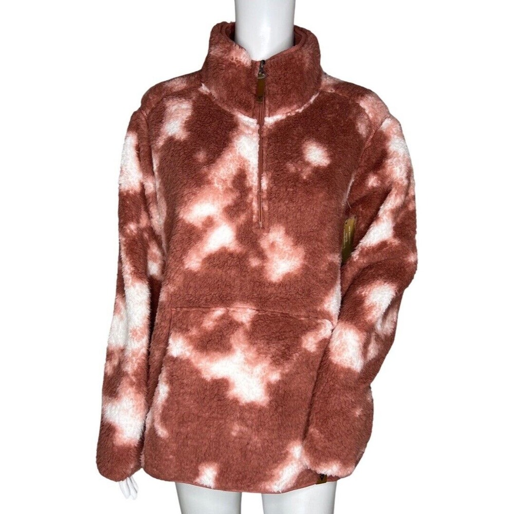 Liv Outdoor Shirt Womens Large Brown White Tie Dye Fleece Sweatshirt Casual